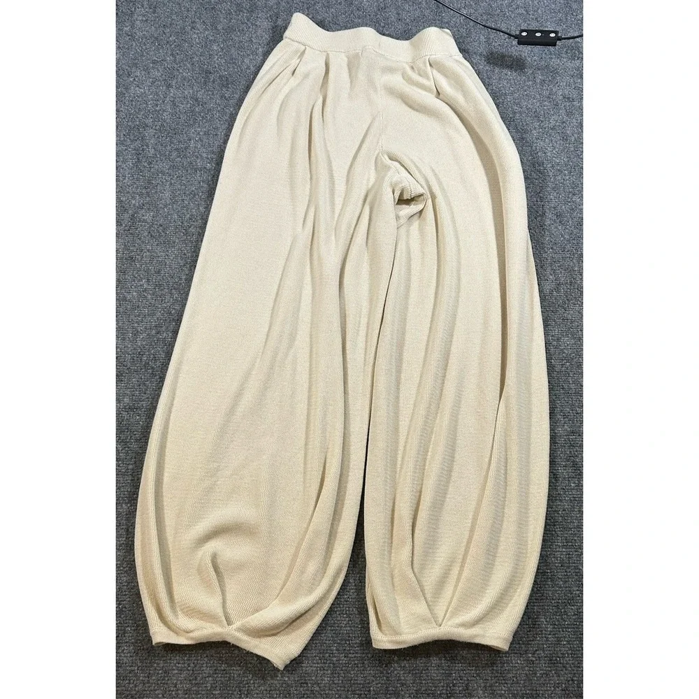Free People FP Beach Freya Women's S Ivory Knit Linen Blend Pleated Harem Pants